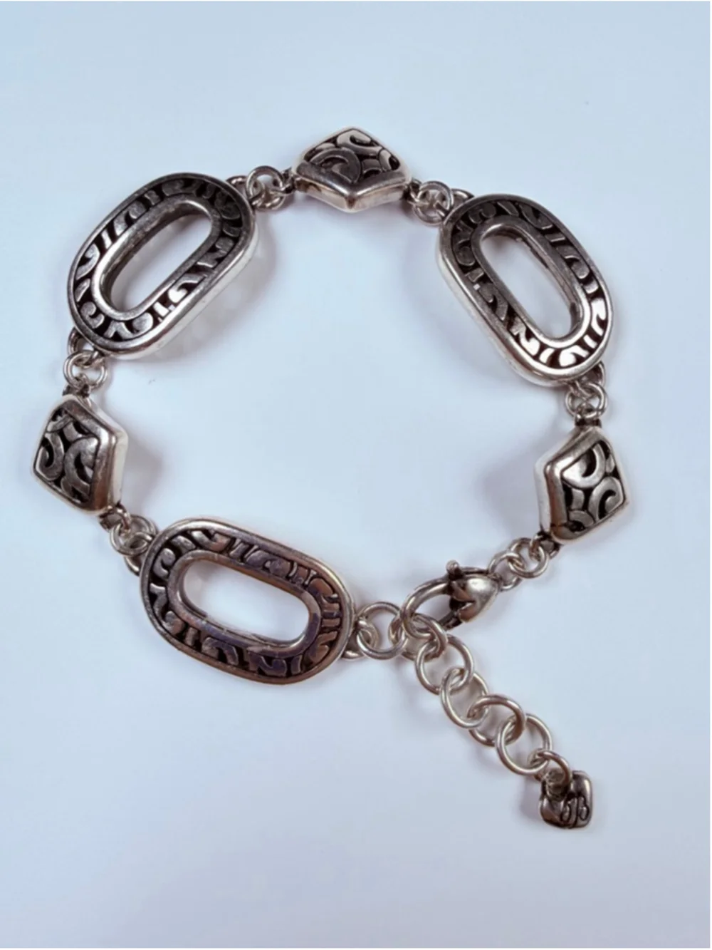 Brighton Filigree Deco Scroll Oval Link Medallion 17MM Retired Chunky Bracelet